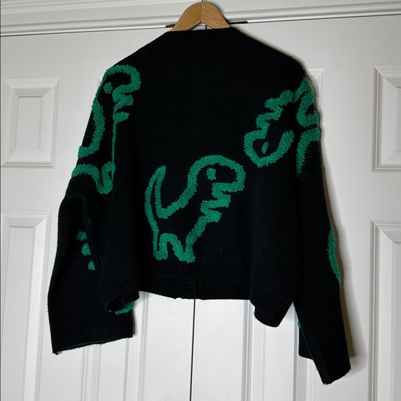 Dressed in Lala Rawr T-Rex Jacquard Cardigan black green SzS/M - Picture 9 of 9